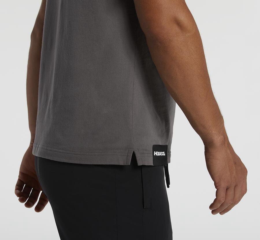 Hoka One One Mens Tee - Brand - Grey - RECA37965